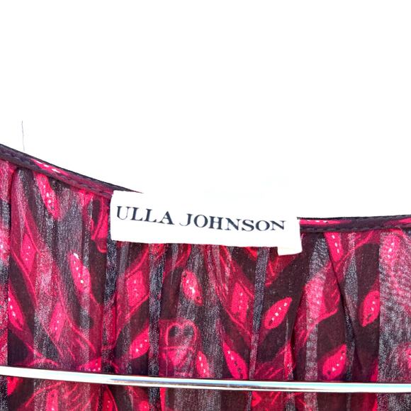 Ulla Johnson Anika Ruffle Midi Dress Red Fuchsia Dress Floral 10 Silk - Picture 9 of 11